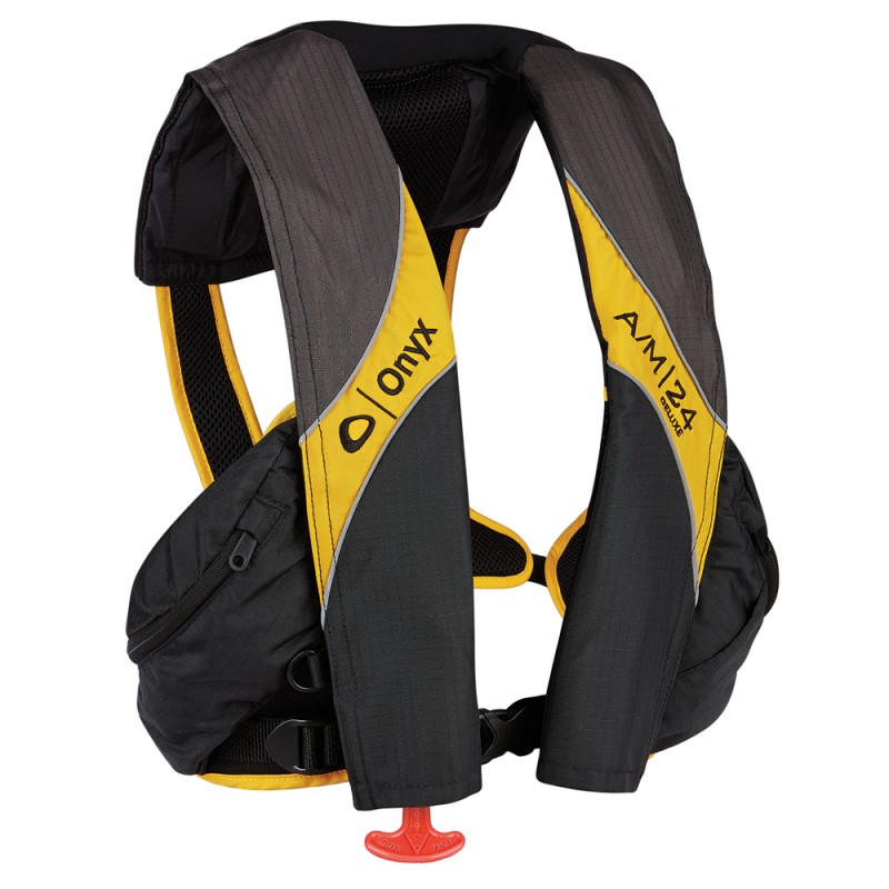 Onyx A M Deluxe Automatic Manual Inflatable Life Jacket Carbon Yellow